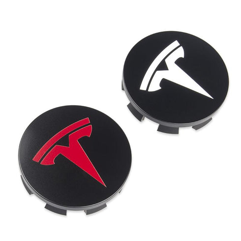 Hjulsenterkapsel - Wheel center hubs - Rød & Hvit - Front - Tesla Model S - Tesla Model X